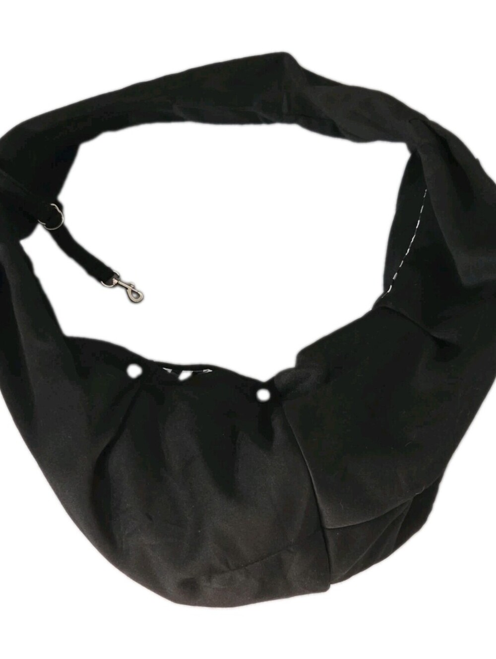 Black Fabric Sling Tote Pet Carrier for Small Dog. Reversible